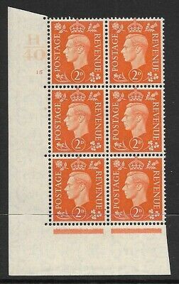 1937 2d Orange Dark colours H40 15 No Dot perf 5(E I) block 6 UNMOUNTED MINT MNH