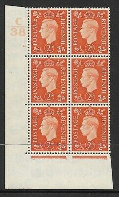1937 2d Orange Dark colours C38 1 Dot perf 5(E I) block 6 UNMOUNTED MINT MNH