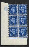 1937 2½d Blue Dark colours G40 6 No Dot perf 5(E I) block 6 UNMOUNTED MINT