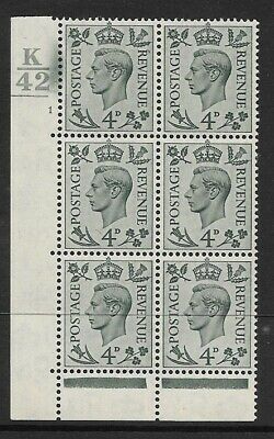 4d Grey-Green Cylinder K42 1 No Dot 1 Bar perf 6B(E P) UNMOUNTED MINT MNH