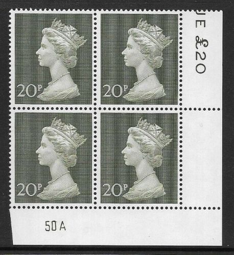 1970 20p Decimal Machin Cylinder 50A UNMOUNTED MINT