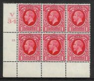 1934 1d Photogravure cyl V34 25 Dot Perf 2A(P P) block of 6 UNMOUNTED MINT