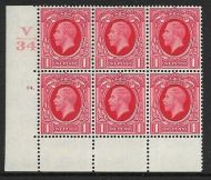 1934 1d Photogravure cyl V34 24 Dot Perf 6B(E P) block of 6 UNMOUNTED MINT