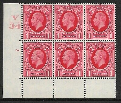 1934 1d Photogravure cyl V34 24 Dot Perf 6B(E P) block of 6 UNMOUNTED MINT