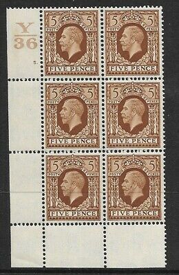 1934 5d Photogravure cyl blk Y36 5 Dot perf 2(P P) block of 6 UNMOUNTED MINT