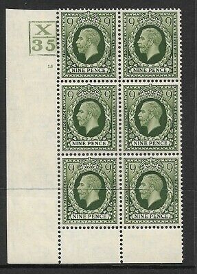 1934 9d Photogravure cyl blk X35 4 BAR 15 no dot UNMOUNTED MINT