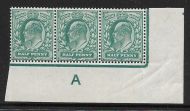 Sg 216 M1(2) ½d Blue-Green Control A imperf De La Rue perf H1 UNMOUNTED MINT