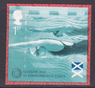 PM43 2014 Sg3625  Swimming 1st class stamp out of booklet - self adhesive