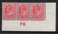 Sg 219 M5(1) 1d Scarlet Control F6 Strip of 3 UNMOUNTED MINT MNH