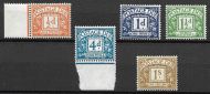 Sg D35-39 1951 KGVI Colour change Postage Due set UNMOUNTED MINT