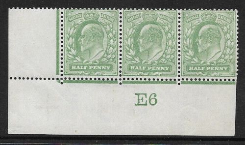 1907 M2(2) ½d Yellow Green Control E6 De La Rue perf V2A UNMOUNTED MINT
