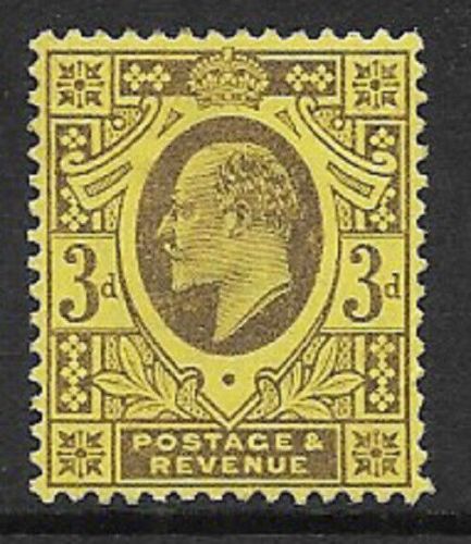 Sg 234 M20(5) 3d Purple Lemon Chalky De La Rue UNMOUNTED MINT