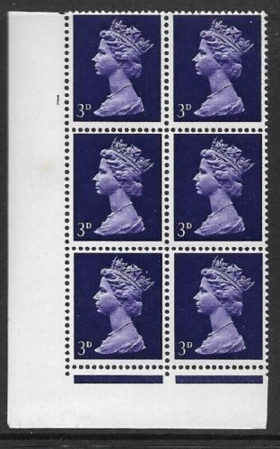 3d Pre-decimal Machin - Missing phosphor Perf F Cylinder 1 No Dot - MNH