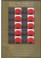 BC-176 2008 Lest we forget 90 years of remembrance Smiler sheet UNMOUNTED MINT