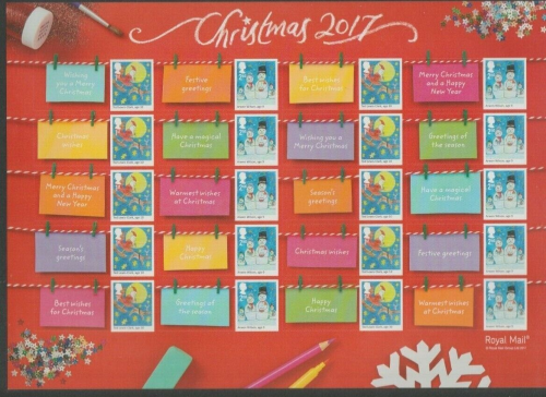 LS108 GB 2017 Christmas Smiler sheet UNMOUNTED MINT