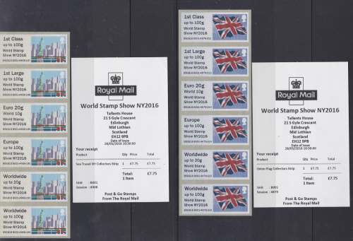world stamp show NY2016  collectors strips PAIR post  Go PG NEW