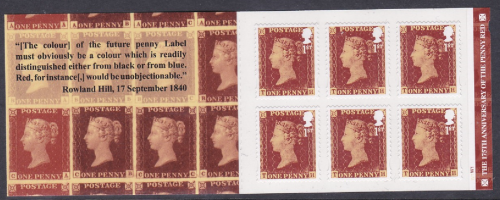 MB16 175th Anniv 1d Red Stamps 6 x 1st stamps barcode booklet - Cyl W1