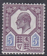 M30(5)var 5d Deep Plum And Cobalt Blue fluorescent Somerset House UNMOUNTED MINT