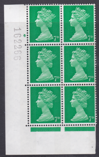 PVC 7d Pre-decimal Machin 2B head A perf A Cyl 4 No Dot UNMOUNTED MINT
