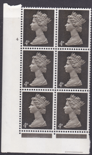 Dp olive brown GA 4d Pre-decimal Machin 2B head A Perf  F(l) 4 No Dot U M