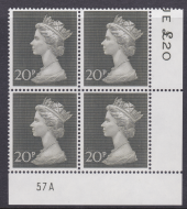 1970 20p Decimal Machin Cylinder 57A UNMOUNTED MINT