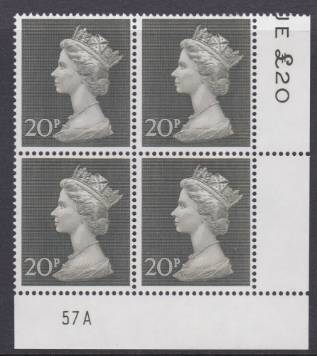 1970 20p Decimal Machin Cylinder 57A UNMOUNTED MINT