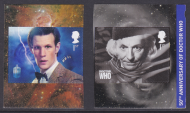 PM36 sg3448-3449 2013 Dr Who pair of self adhesive stamps from booklet U M