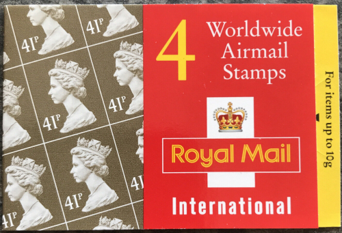 GN2 1993 Worldwide Airmail Booklet 4 x 41p - complete - No Cylinder