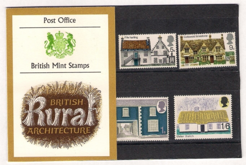 1970 british architecture   cottages presentation pack in packaging