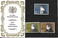 1971 Literary Anniversaries Presentation pack UNMOUNTED MINT
