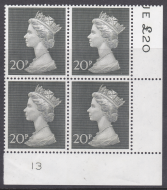1970 20p Decimal Machin Cylinder 13 UNMOUNTED MINT