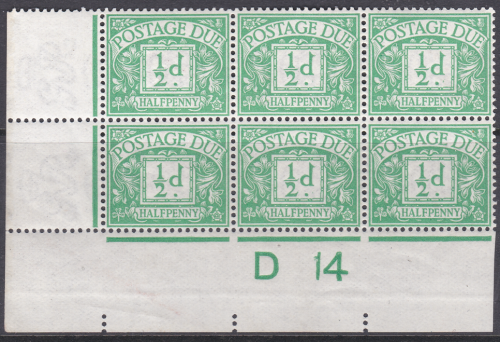 D1 ½d Royal Cypher Postage due Control D 14 imperf MOUNTED MINT