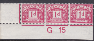 D2 1d Royal Cypher Postage due Control G15 Imperf strip of 3 UNMOUNTED MINT MNH