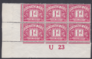 D2wi 1d Royal Cypher Postage due Control U23 wmk inv Mounted In Margin