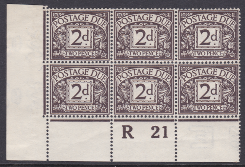 D4 2d Royal Cypher Postage due Control R 21 perf MOUNTED MINT
