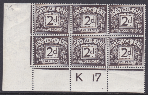 D4 2d Royal Cypher Postage due Control K 17 perf MOUNTED MINT