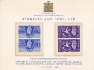 1946 Sg491-492 KGVI Victory Harrison and Presentation card  Perfect condition