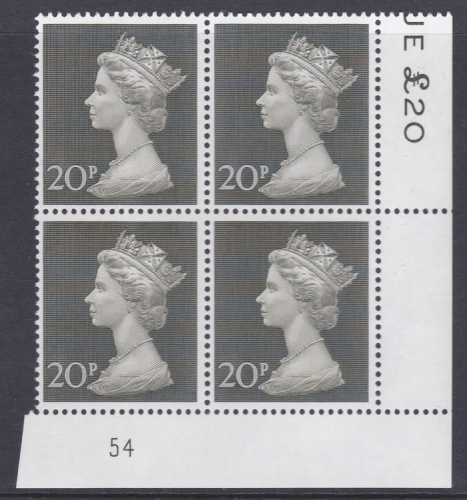 1970 20p Decimal Machin Cylinder 54 UNMOUNTED MINT