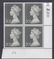 1970 20p Decimal Machin Cylinder 27A UNMOUNTED MINT