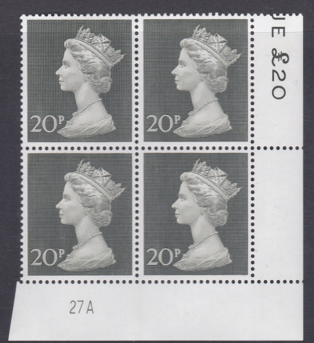1970 20p Decimal Machin Cylinder 27A UNMOUNTED MINT