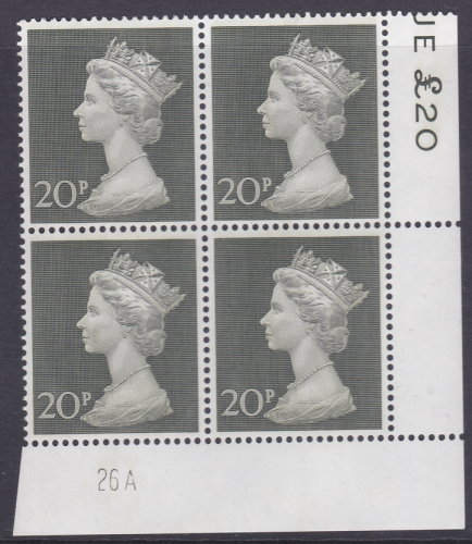 1970 20p Decimal Machin Cylinder 26A UNMOUNTED MINT