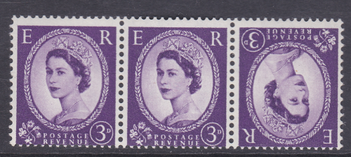 Sg 575 3d Wilding Multi Crown Tete Beche strip of 3 UNMOUNTED MINT MNH