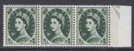 S128c 9d Wilding Violet Phos variety - Frame Break Strip of 3 UNMOUNTED MINT MNH