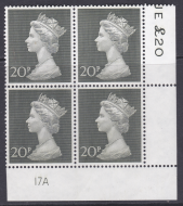1970 20p Decimal Machin Cylinder 17A UNMOUNTED MINT