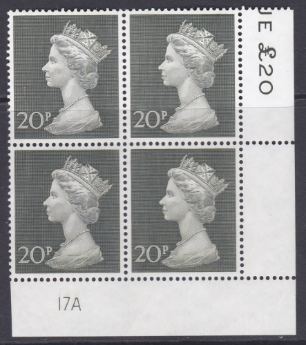 1970 20p Decimal Machin Cylinder 17A UNMOUNTED MINT