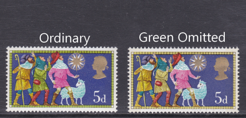 sg813d 1969 Christmas 5d Green Omitted  UNMOUNTED MINT [SN]
