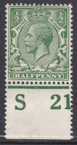 N14(-) ½d Myrtle Green Royal Cypher Control S21 Perf MOUNTED MINT MNH