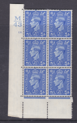 2½d Pale Blue Cylinder Control M43 131 Dot perf 5(E I) UNMOUNTED MINT MNH