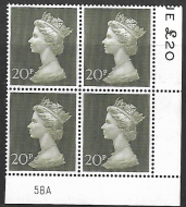 1970 20p Decimal Machin Cylinder 58A UNMOUNTED MINT