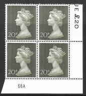 1970 20p Decimal Machin Cylinder 66A UNMOUNTED MINT